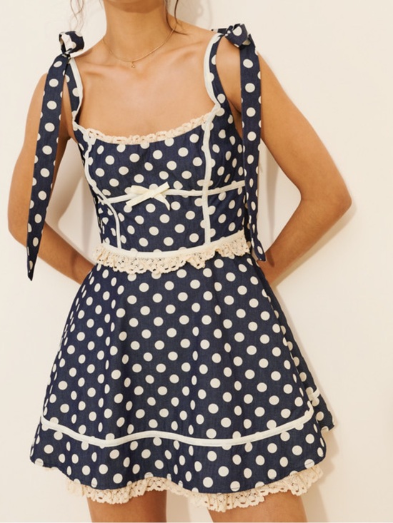For Love And Lemons Dresses & Skirts - For Love & Lemons Dolly Denim Dot Mini Dres Size Large